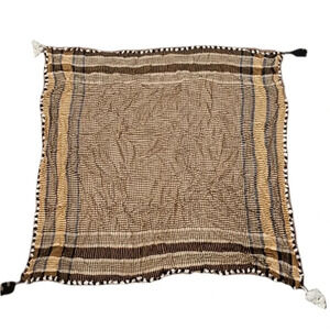 Large Plaid Brown Tassle Blanket Scarf